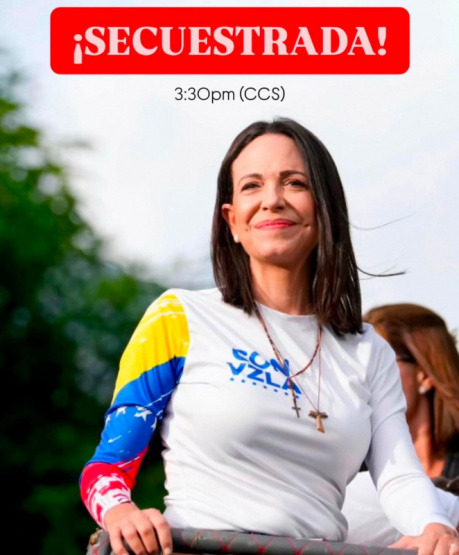 Secuestrada María Corina Machado en Venezuela.